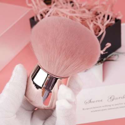 Cute Single Pink Portable Contour Brush Blush Makeup Kabuki Loose Powder Brush Powder Flat Top Foundation Makeup Brush